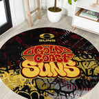 Gold Coast Suns Round Carpet Urban Graffiti Street Art - Bold Abstract Spray Paint