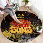 Gold Coast Suns Round Carpet Urban Graffiti Street Art - Bold Abstract Spray Paint