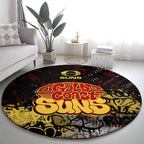 Gold Coast Suns Round Carpet Urban Graffiti Street Art - Bold Abstract Spray Paint
