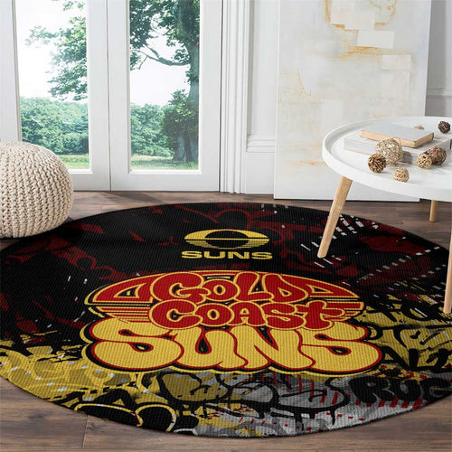 Gold Coast Suns Round Carpet Urban Graffiti Street Art - Bold Abstract Spray Paint