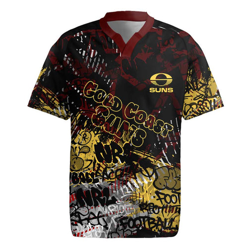 Gold Coast Suns Rugby Jersey Urban Graffiti Street Art - Bold Abstract Spray Paint