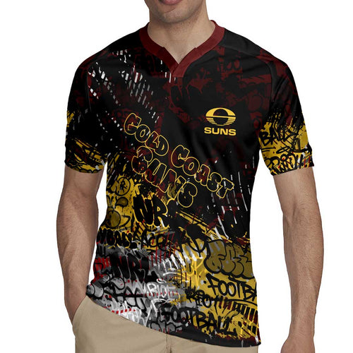 Gold Coast Suns Rugby Jersey Urban Graffiti Street Art - Bold Abstract Spray Paint