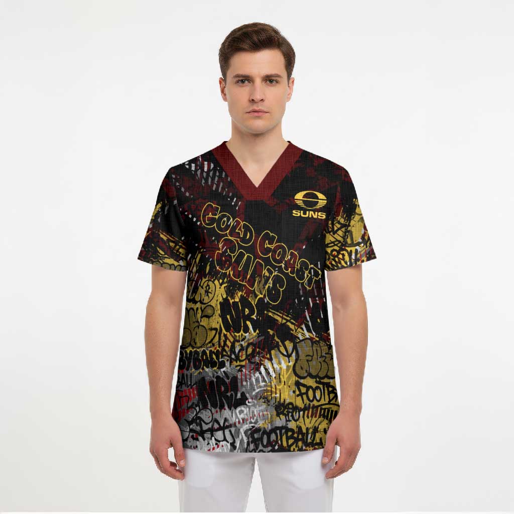 Gold Coast Suns Scrub Top Urban Graffiti Street Art - Bold Abstract Spray Paint