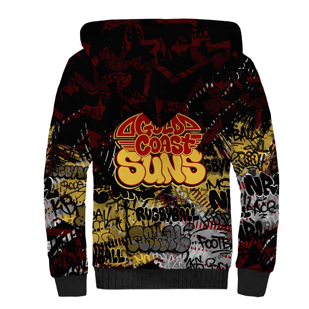 Gold Coast Suns Sherpa Hoodie Urban Graffiti Street Art - Bold Abstract Spray Paint