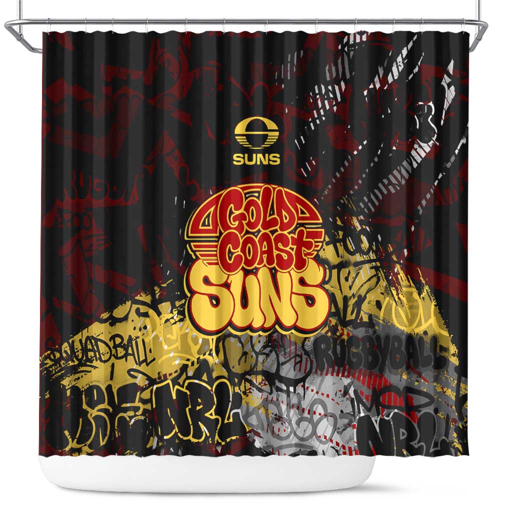 Gold Coast Suns Shower Curtain Urban Graffiti Street Art - Bold Abstract Spray Paint