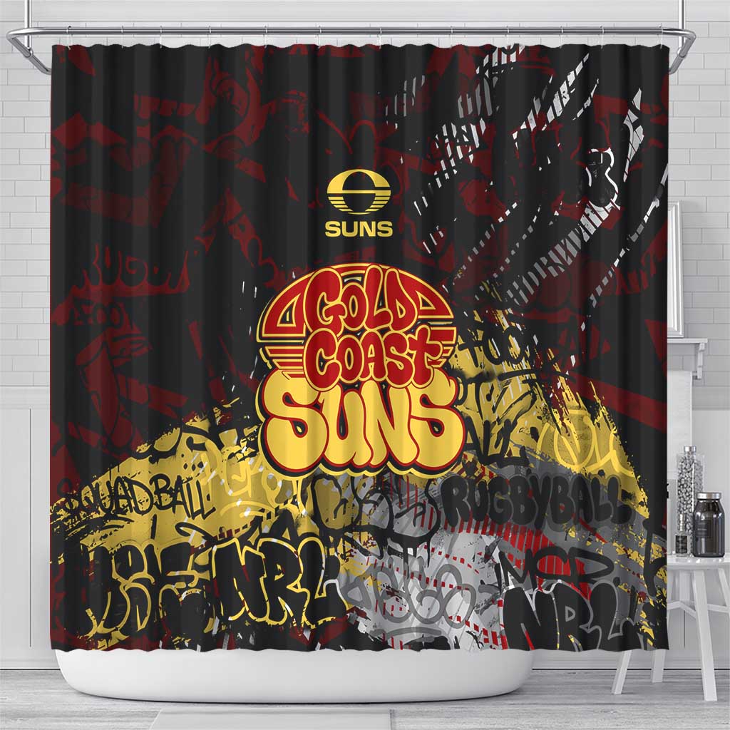 Gold Coast Suns Shower Curtain Urban Graffiti Street Art - Bold Abstract Spray Paint