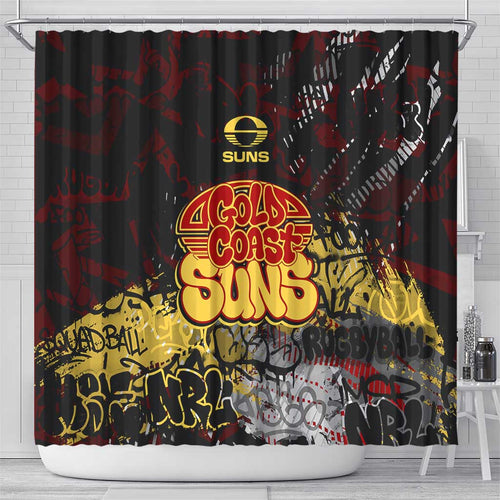 Gold Coast Suns Shower Curtain Urban Graffiti Street Art - Bold Abstract Spray Paint
