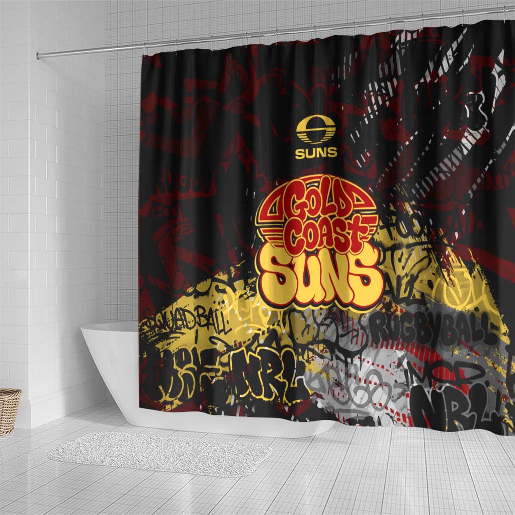 Gold Coast Suns Shower Curtain Urban Graffiti Street Art - Bold Abstract Spray Paint