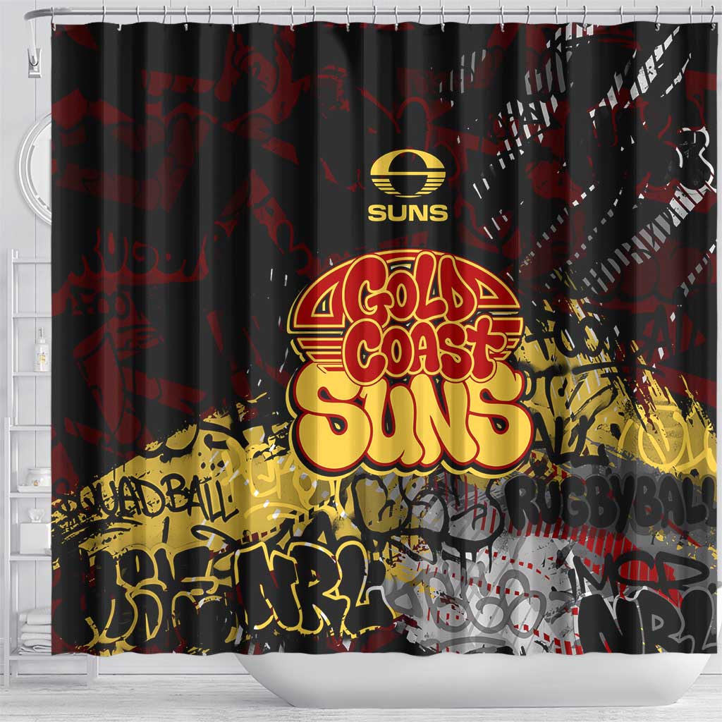 Gold Coast Suns Shower Curtain Urban Graffiti Street Art - Bold Abstract Spray Paint