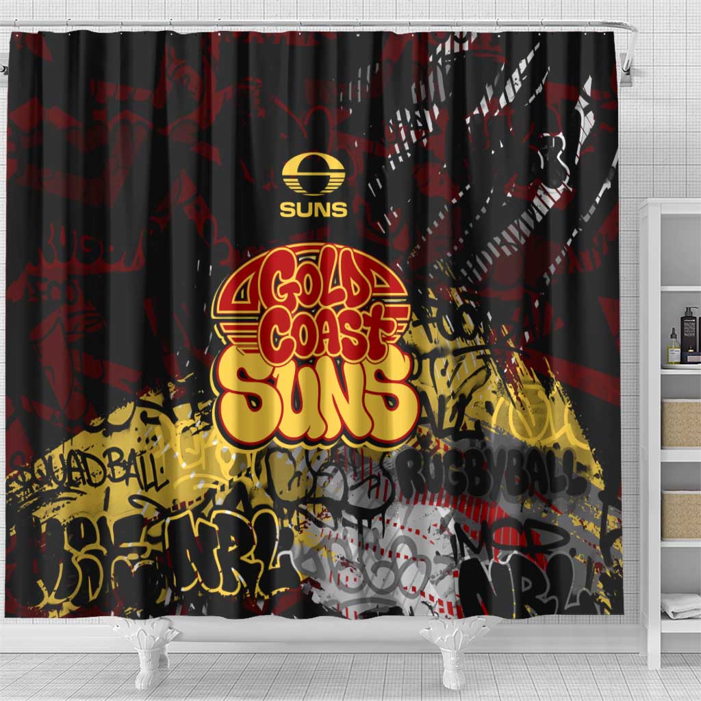 Gold Coast Suns Shower Curtain Urban Graffiti Street Art - Bold Abstract Spray Paint