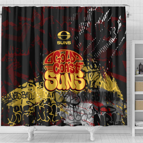 Gold Coast Suns Shower Curtain Urban Graffiti Street Art - Bold Abstract Spray Paint