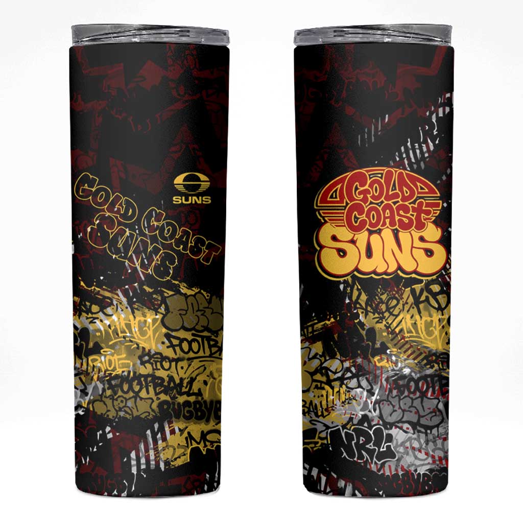 Gold Coast Suns Skinny Tumbler Urban Graffiti Street Art - Bold Abstract Spray Paint