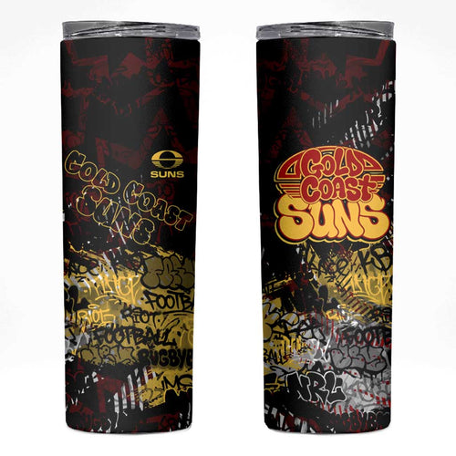 Gold Coast Suns Skinny Tumbler Urban Graffiti Street Art - Bold Abstract Spray Paint