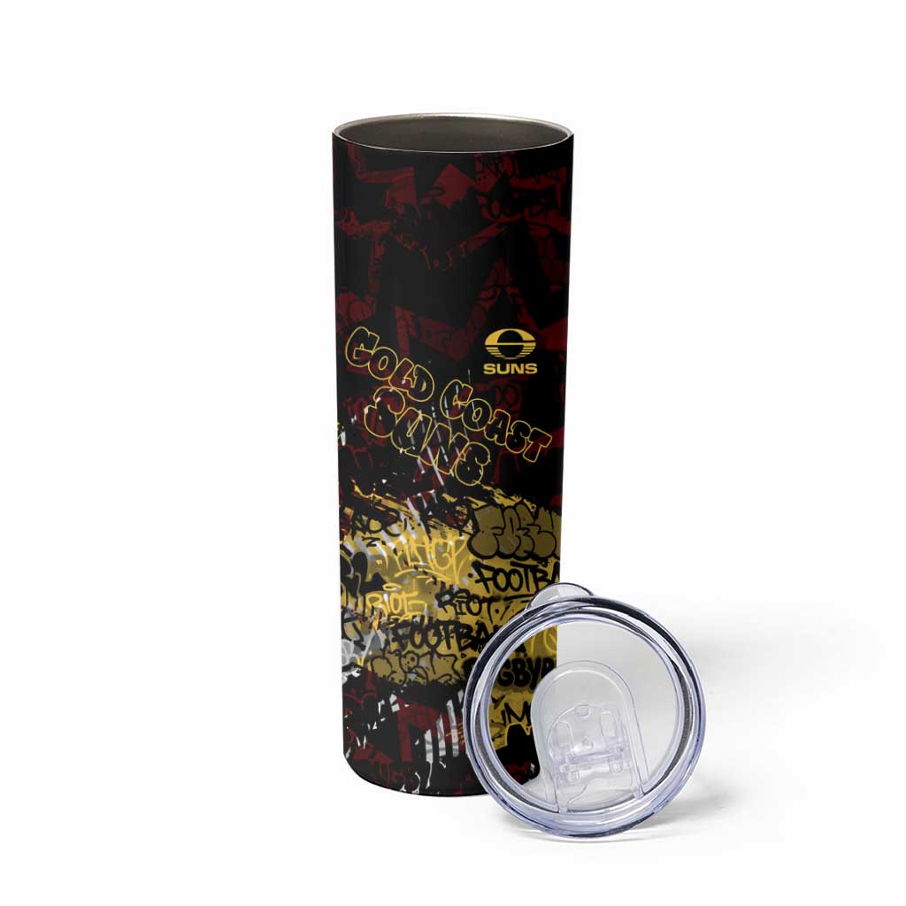 Gold Coast Suns Skinny Tumbler Urban Graffiti Street Art - Bold Abstract Spray Paint