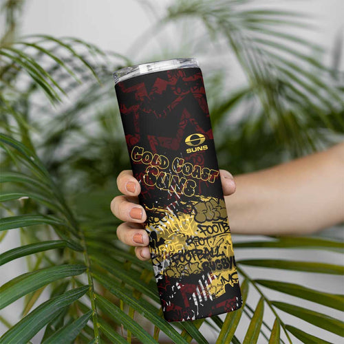 Gold Coast Suns Skinny Tumbler Urban Graffiti Street Art - Bold Abstract Spray Paint