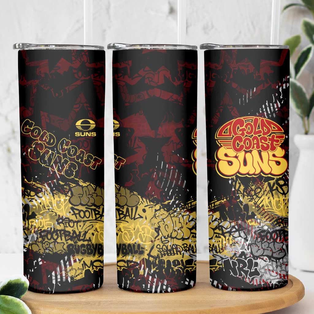Gold Coast Suns Skinny Tumbler Urban Graffiti Street Art - Bold Abstract Spray Paint