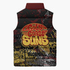 Gold Coast Suns Sleeveless Puffer Jacket Urban Graffiti Street Art - Bold Abstract Spray Paint