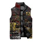 Gold Coast Suns Sleeveless Puffer Jacket Urban Graffiti Street Art - Bold Abstract Spray Paint