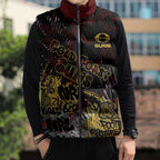 Gold Coast Suns Sleeveless Puffer Jacket Urban Graffiti Street Art - Bold Abstract Spray Paint