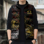 Gold Coast Suns Sleeveless Puffer Jacket Urban Graffiti Street Art - Bold Abstract Spray Paint