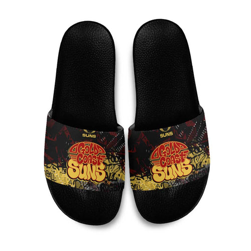 Gold Coast Suns Slide Sandals Urban Graffiti Street Art - Bold Abstract Spray Paint