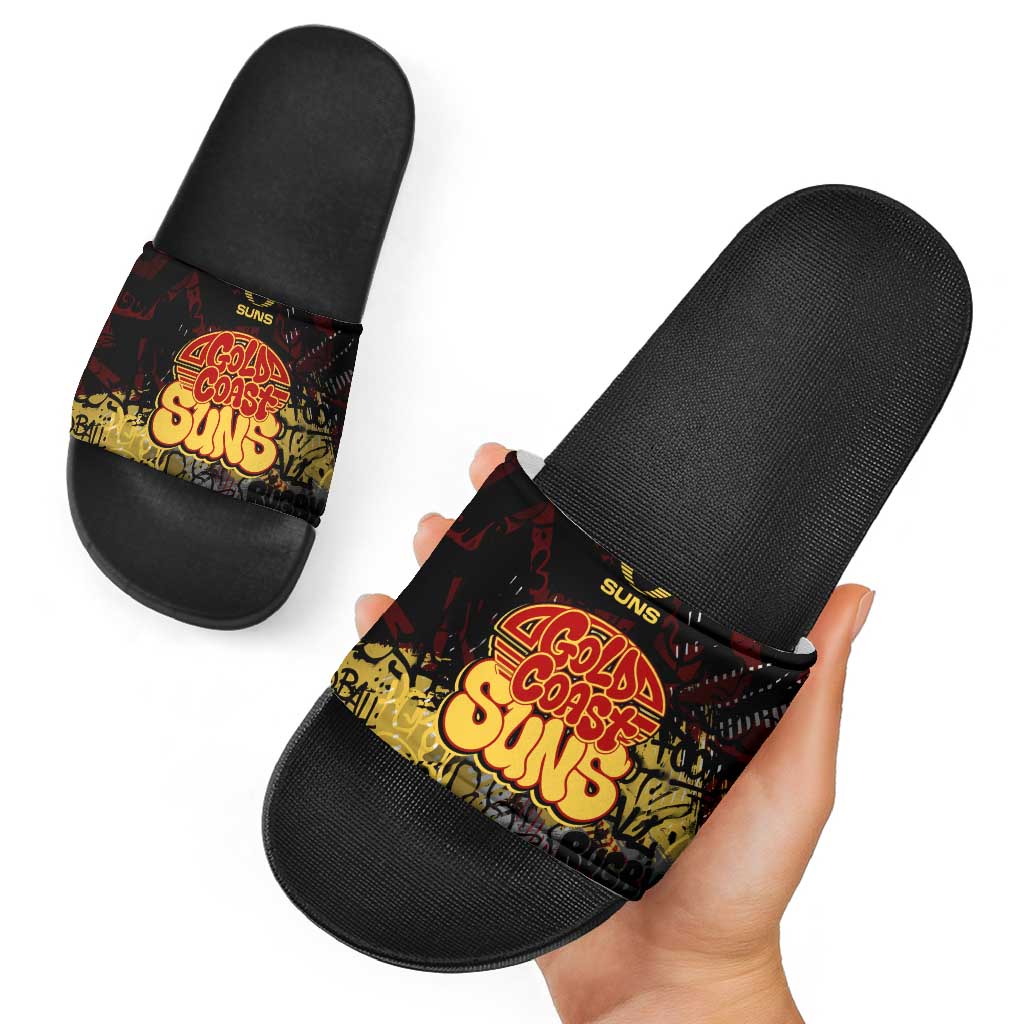 Gold Coast Suns Slide Sandals Urban Graffiti Street Art - Bold Abstract Spray Paint