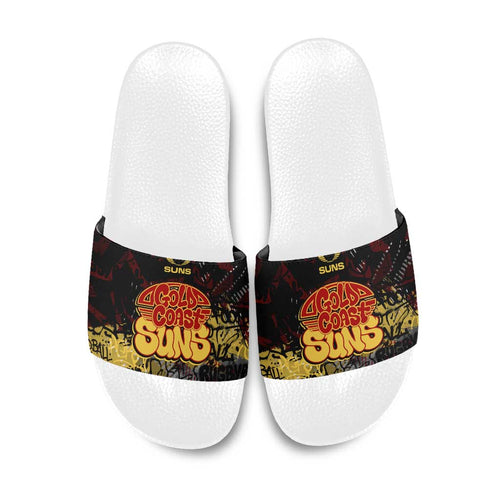 Gold Coast Suns Slide Sandals Urban Graffiti Street Art - Bold Abstract Spray Paint