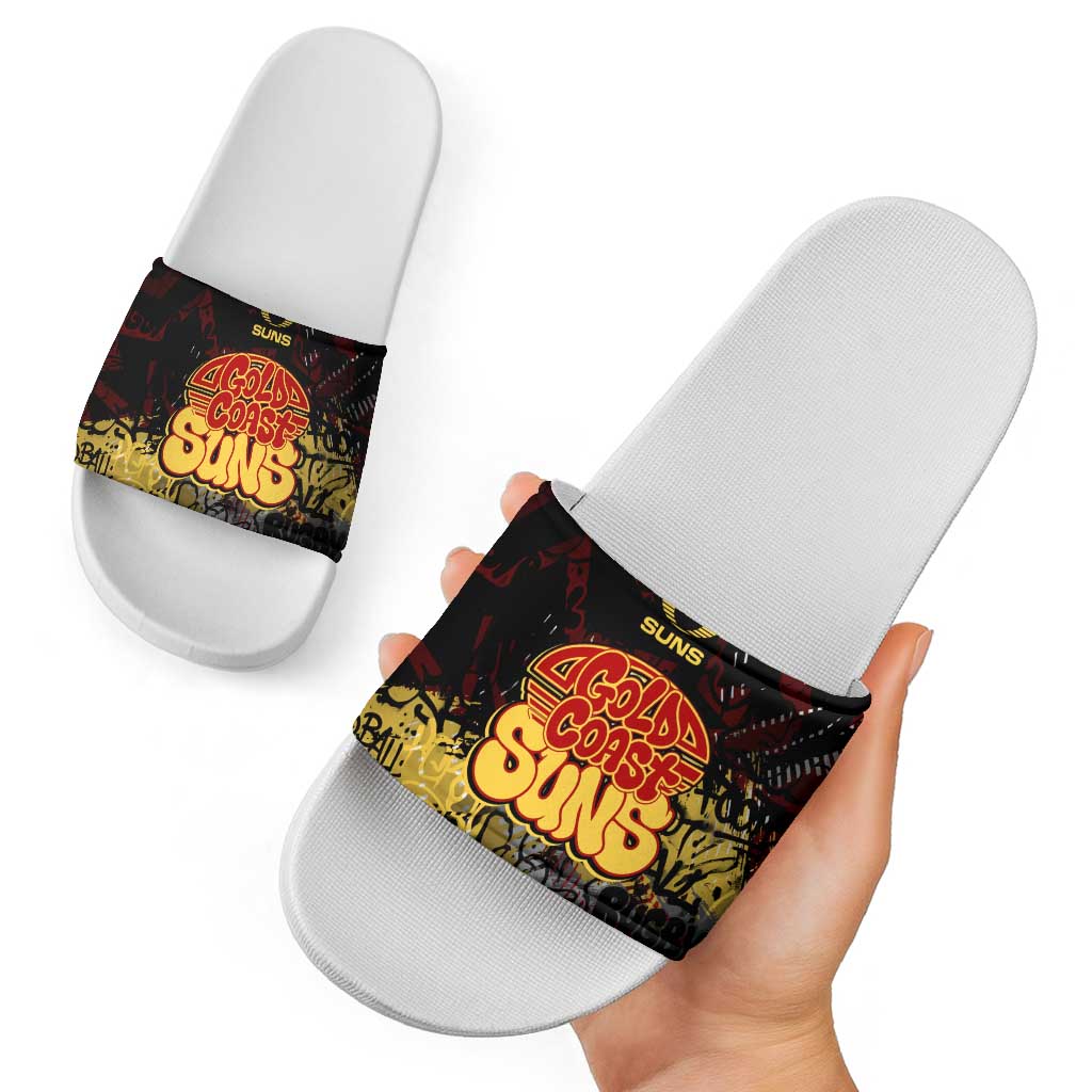 Gold Coast Suns Slide Sandals Urban Graffiti Street Art - Bold Abstract Spray Paint