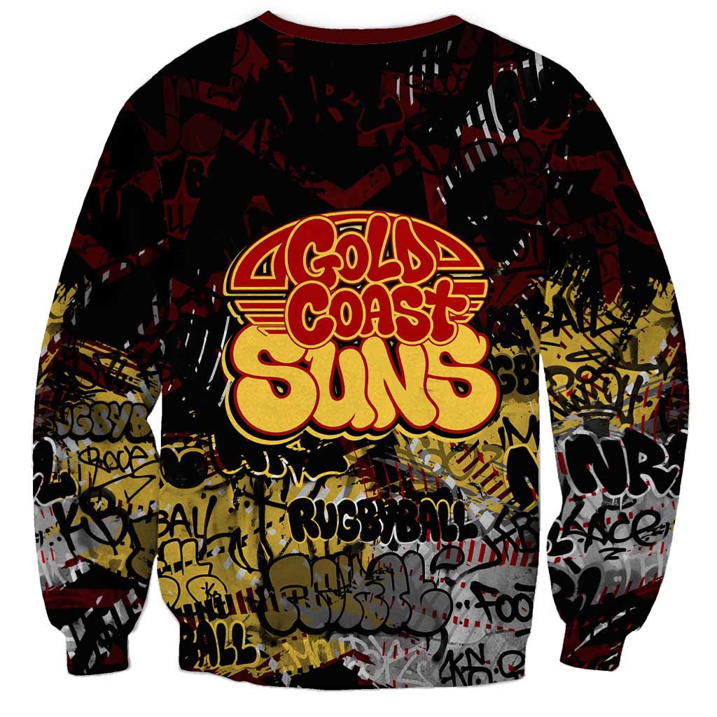 Gold Coast Suns Sweatshirt Urban Graffiti Street Art - Bold Abstract Spray Paint