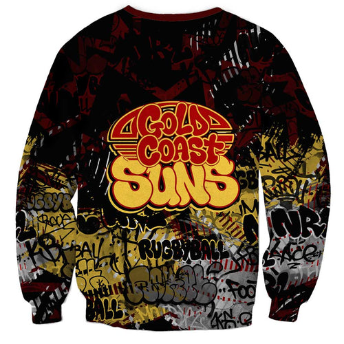 Gold Coast Suns Sweatshirt Urban Graffiti Street Art - Bold Abstract Spray Paint