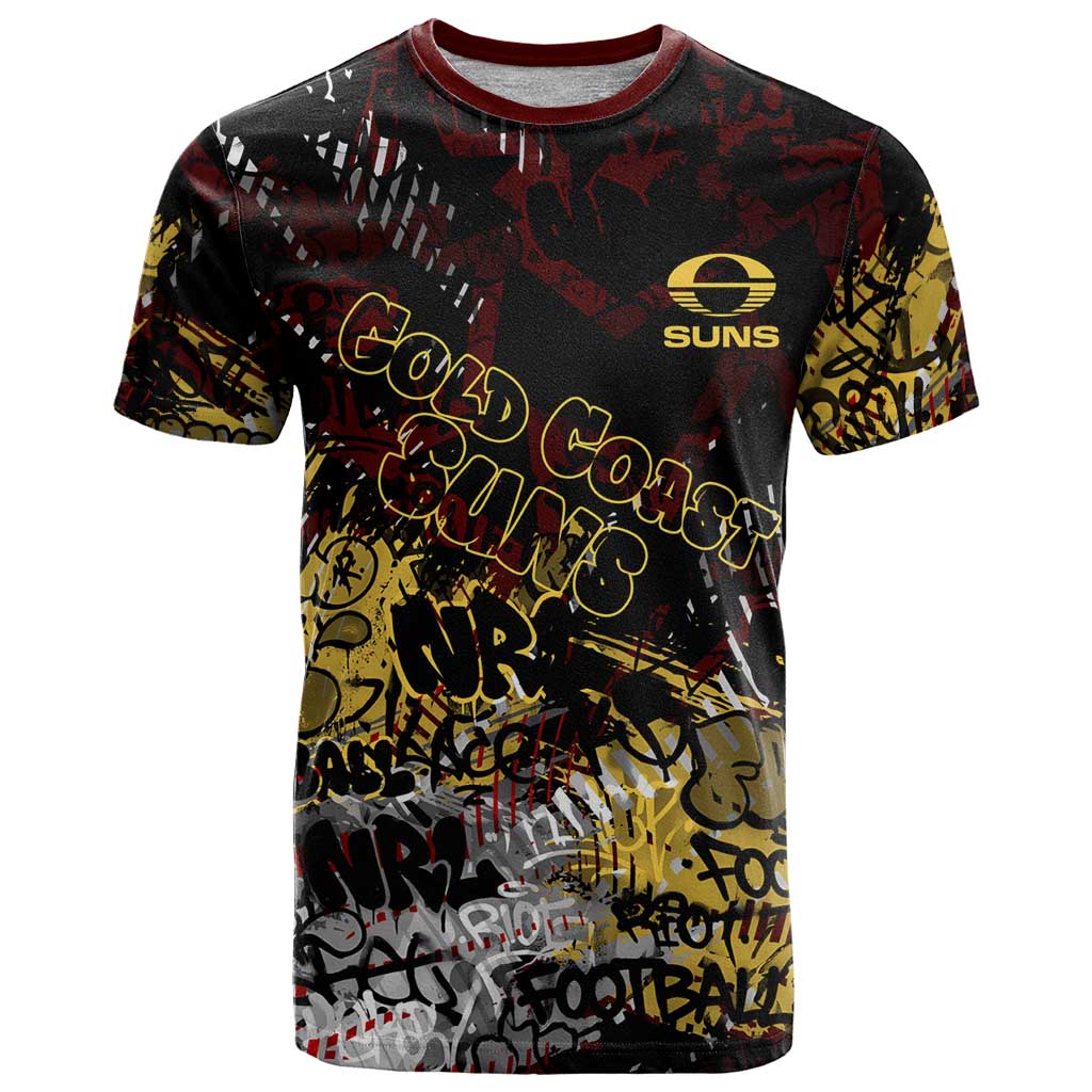 Gold Coast Suns T Shirt Urban Graffiti Street Art - Bold Abstract Spray Paint