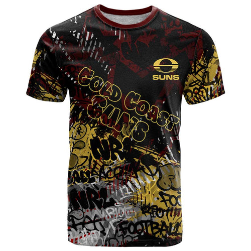 Gold Coast Suns T Shirt Urban Graffiti Street Art - Bold Abstract Spray Paint
