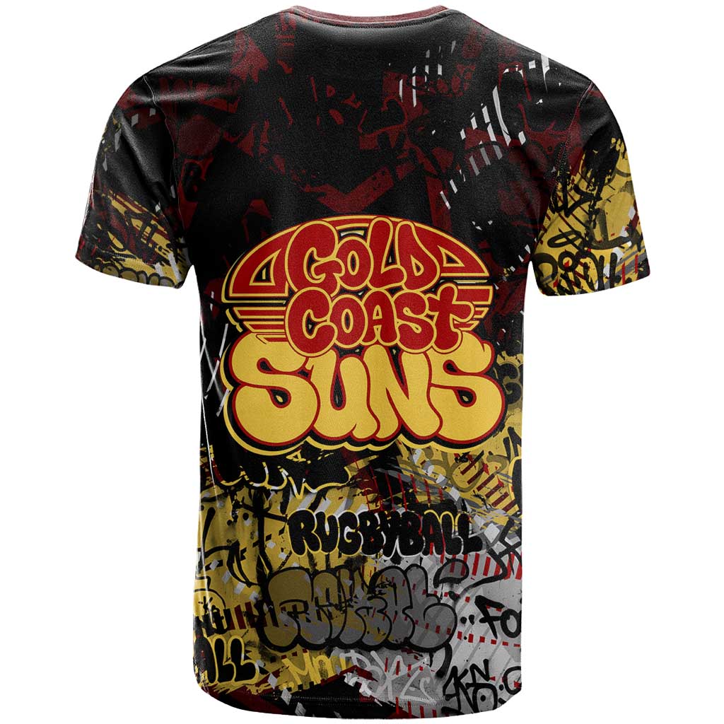 Gold Coast Suns T Shirt Urban Graffiti Street Art - Bold Abstract Spray Paint