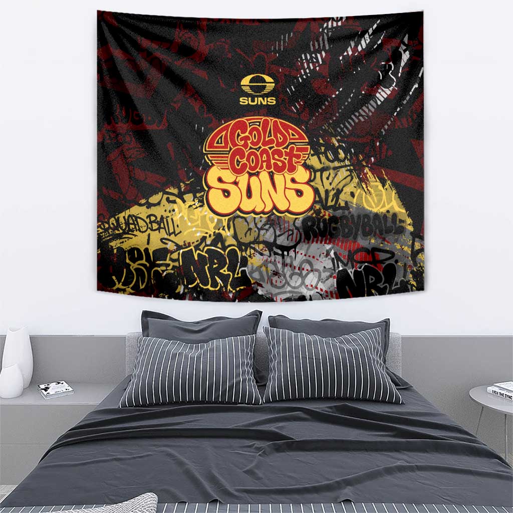Gold Coast Suns Tapestry Urban Graffiti Street Art - Bold Abstract Spray Paint