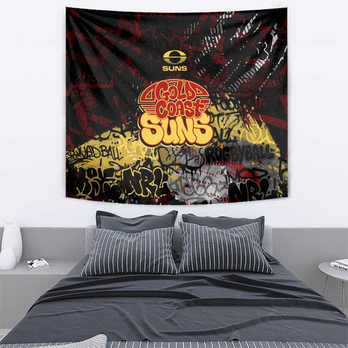 Gold Coast Suns Tapestry Urban Graffiti Street Art - Bold Abstract Spray Paint