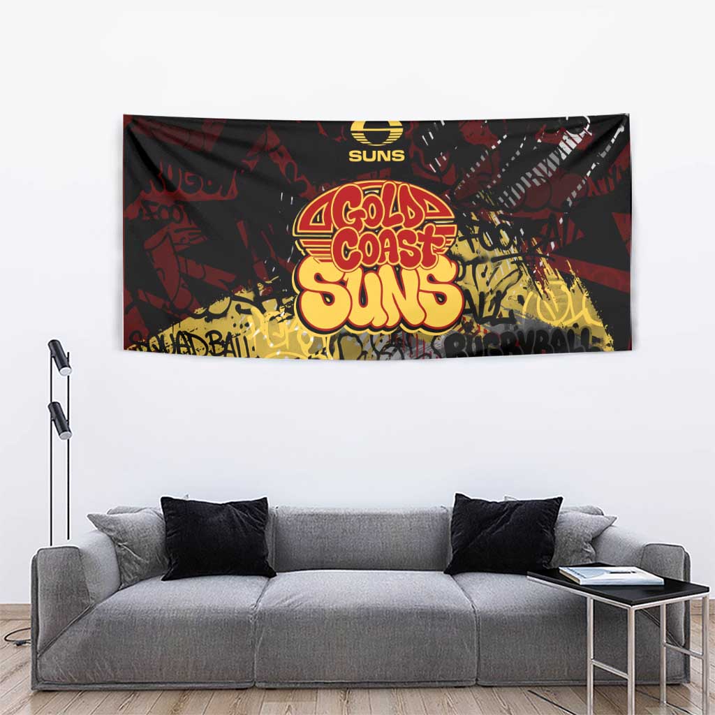 Gold Coast Suns Tapestry Urban Graffiti Street Art - Bold Abstract Spray Paint