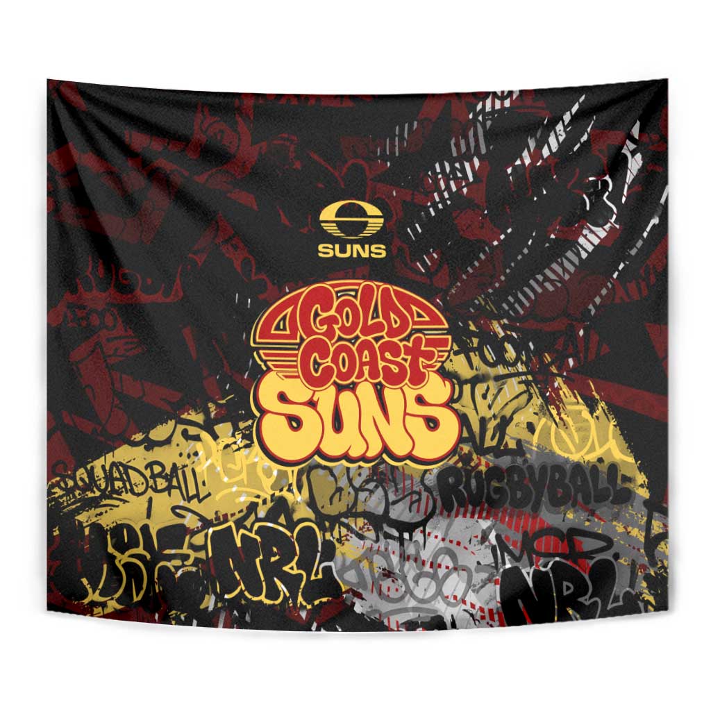 Gold Coast Suns Tapestry Urban Graffiti Street Art - Bold Abstract Spray Paint