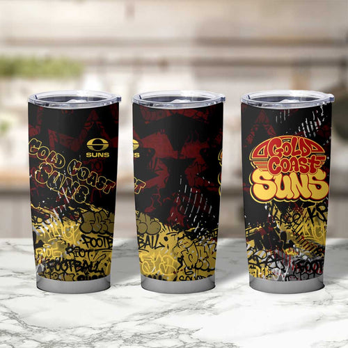 Gold Coast Suns Tumbler Cup Urban Graffiti Street Art - Bold Abstract Spray Paint