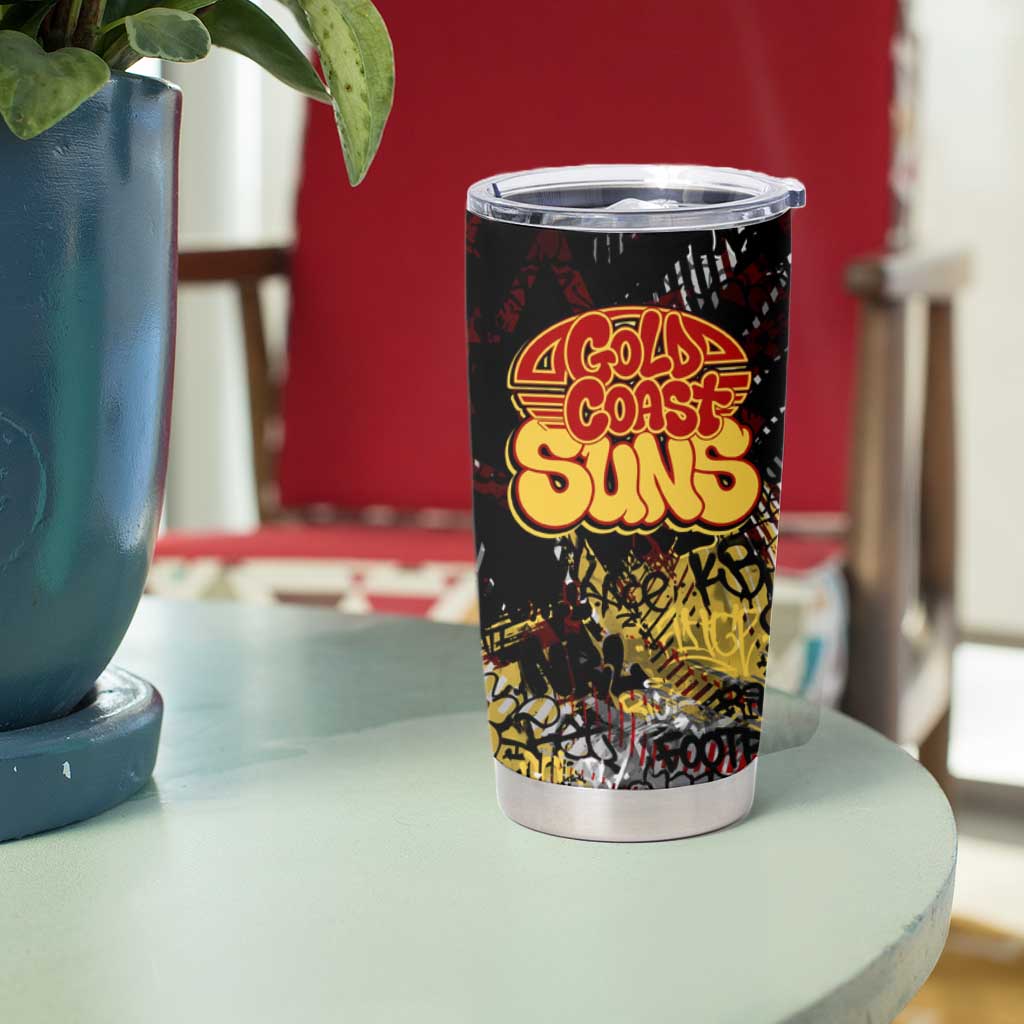 Gold Coast Suns Tumbler Cup Urban Graffiti Street Art - Bold Abstract Spray Paint