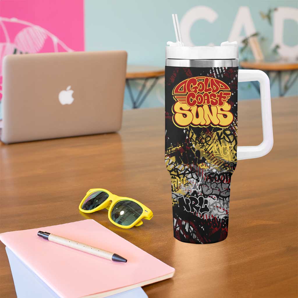 Gold Coast Suns Tumbler With Handle Urban Graffiti Street Art - Bold Abstract Spray Paint