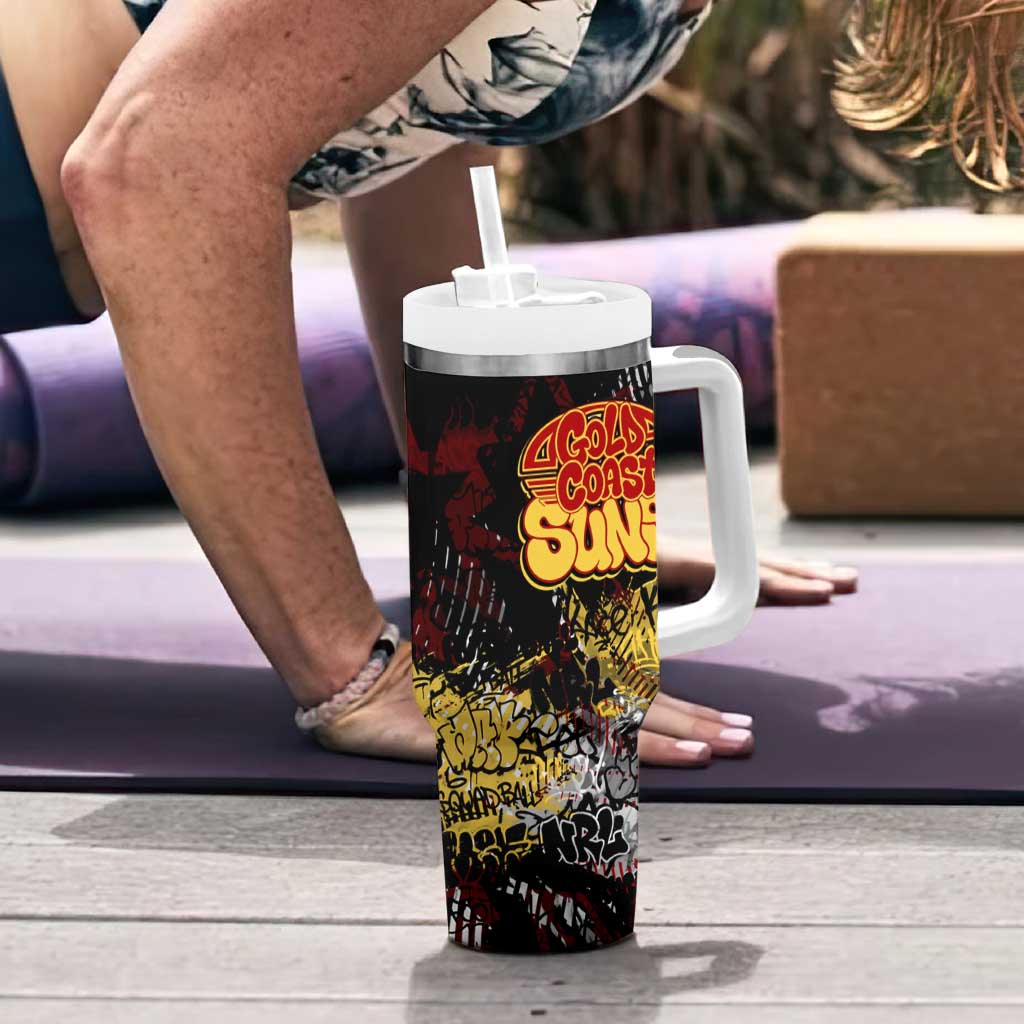Gold Coast Suns Tumbler With Handle Urban Graffiti Street Art - Bold Abstract Spray Paint
