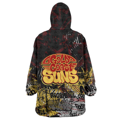 Gold Coast Suns Wearable Blanket Hoodie Urban Graffiti Street Art - Bold Abstract Spray Paint