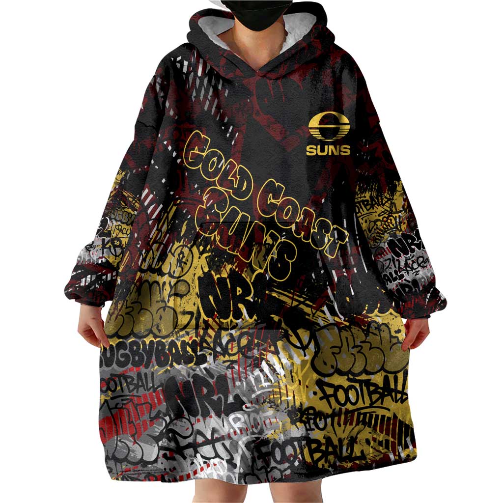 Gold Coast Suns Wearable Blanket Hoodie Urban Graffiti Street Art - Bold Abstract Spray Paint