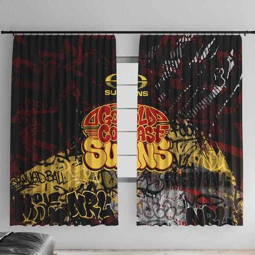 Gold Coast Suns Window Curtain Urban Graffiti Street Art - Bold Abstract Spray Paint
