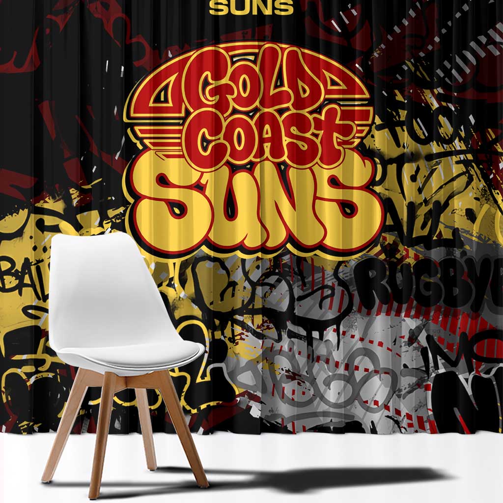 Gold Coast Suns Window Curtain Urban Graffiti Street Art - Bold Abstract Spray Paint
