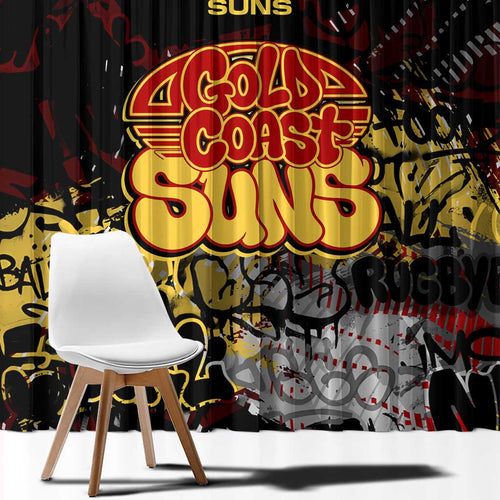 Gold Coast Suns Window Curtain Urban Graffiti Street Art - Bold Abstract Spray Paint