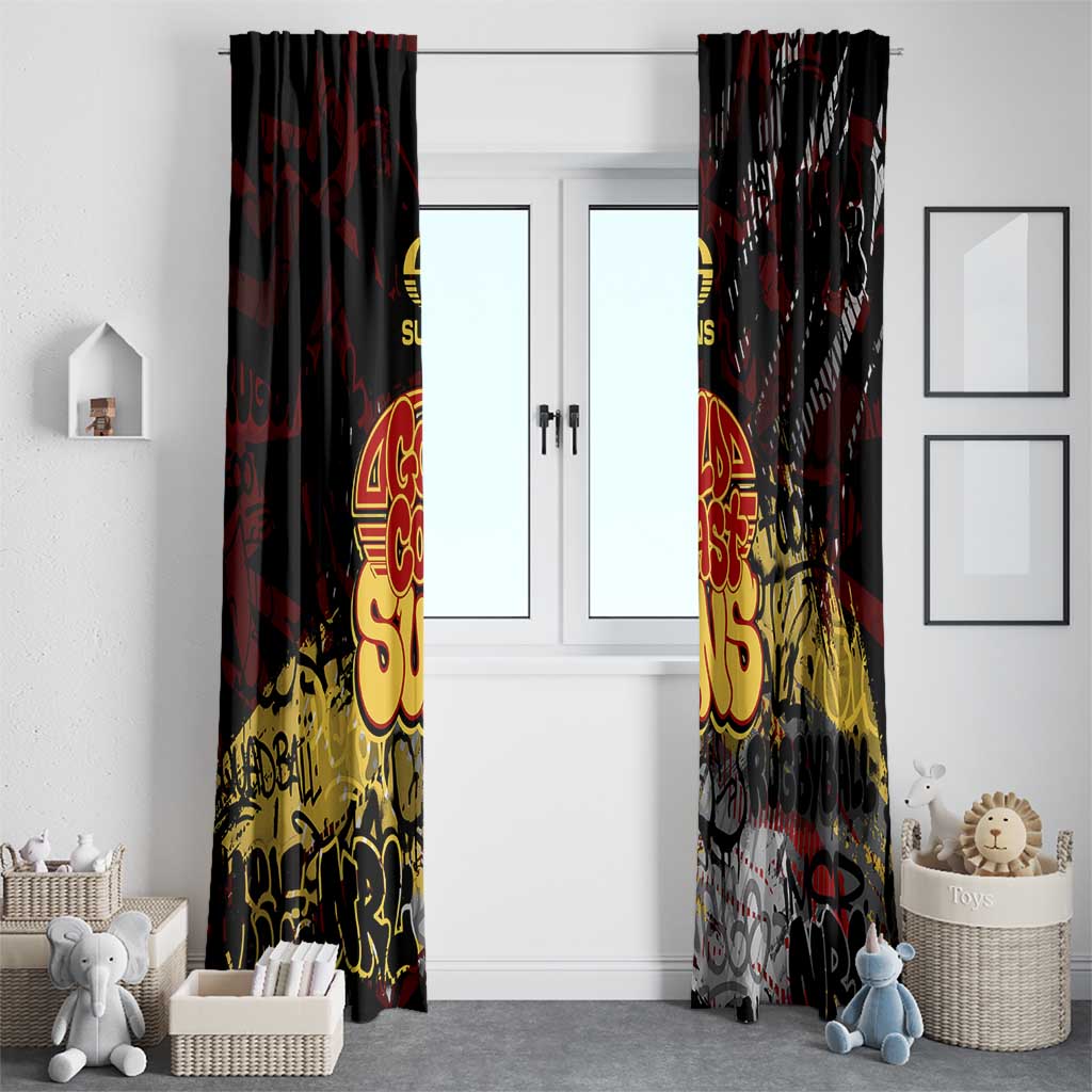 Gold Coast Suns Window Curtain Urban Graffiti Street Art - Bold Abstract Spray Paint