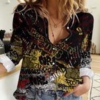 Gold Coast Suns Women Casual Shirt Urban Graffiti Street Art - Bold Abstract Spray Paint