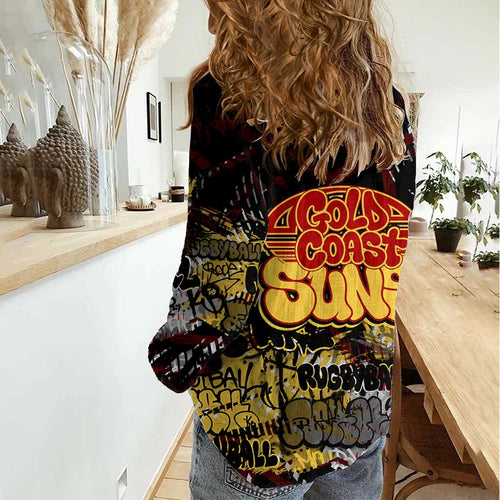 Gold Coast Suns Women Casual Shirt Urban Graffiti Street Art - Bold Abstract Spray Paint