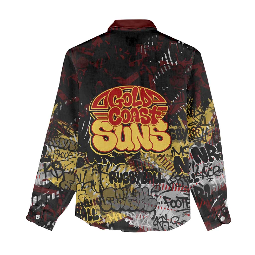 Gold Coast Suns Women Casual Shirt Urban Graffiti Street Art - Bold Abstract Spray Paint